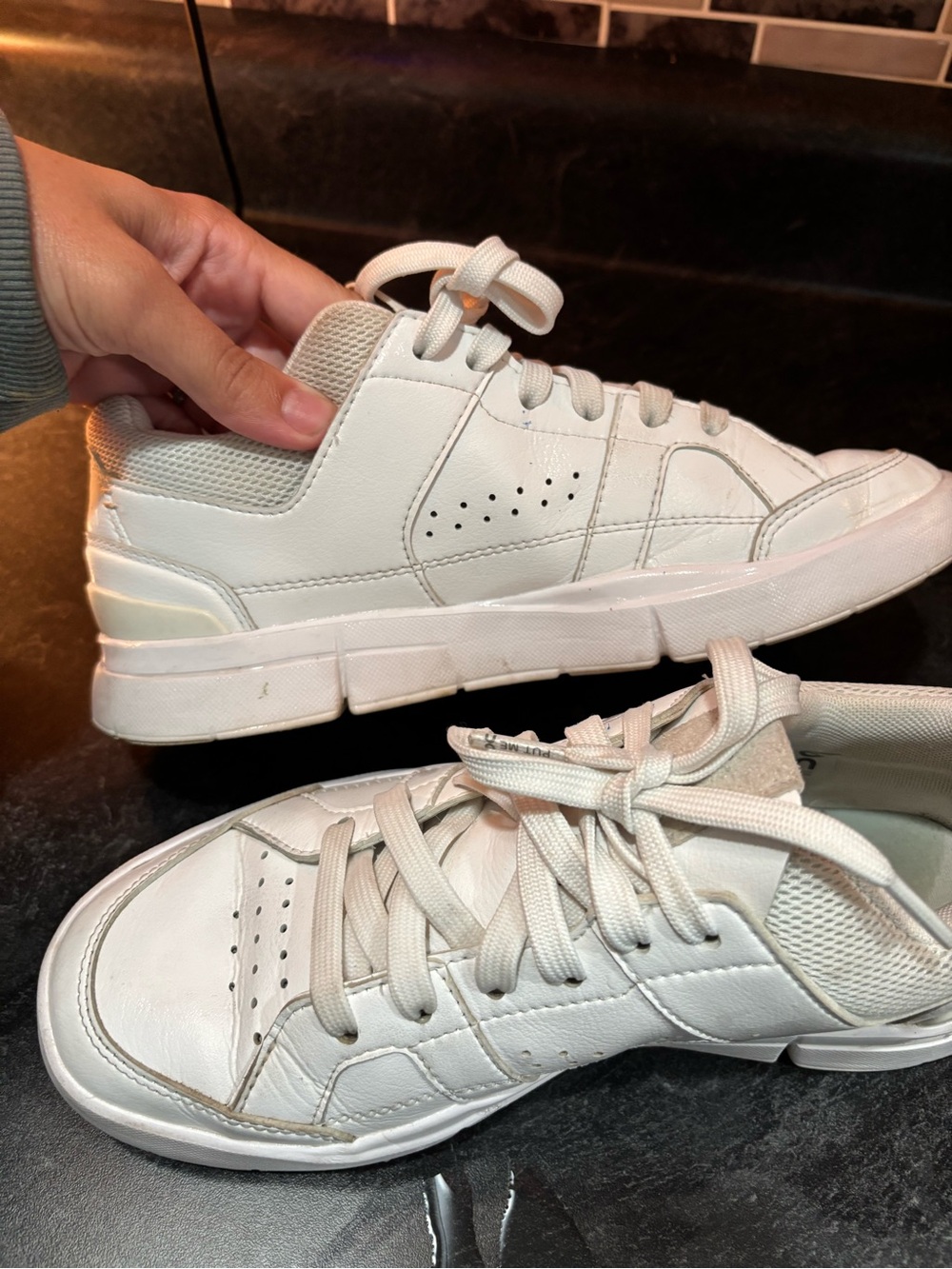 On Running Womens White Low-Top Sneakers with Subtle Red Accent - Picture 3 of 7